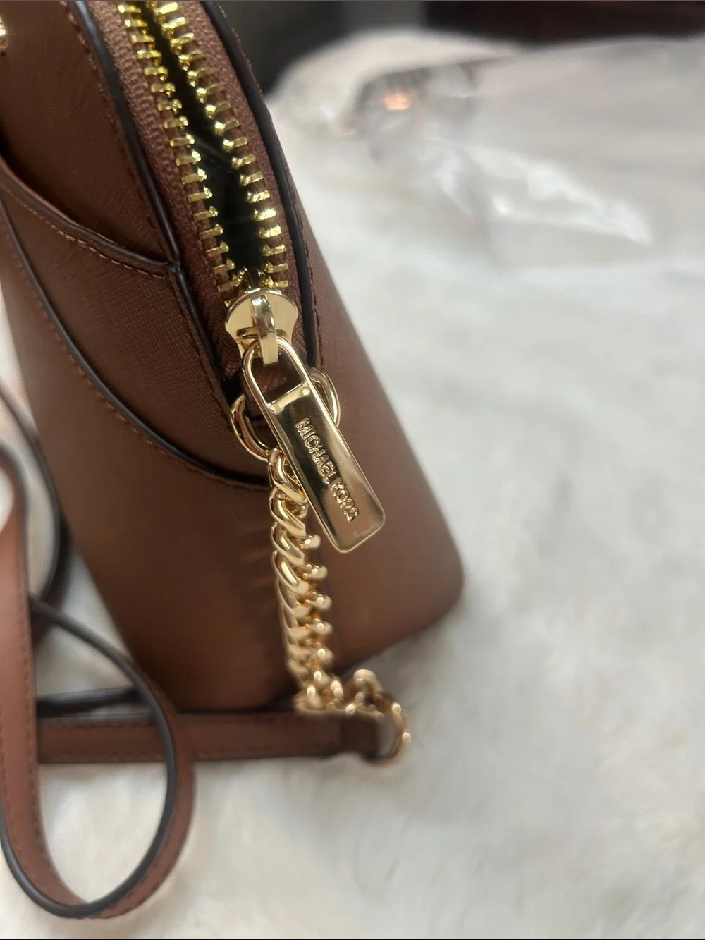 Michael Kors Cognac Saffiano Leather Jetset Crossbody Bag